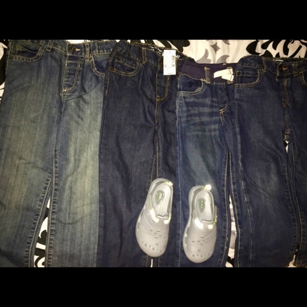 Bundle 4 Toddler boy denims 4T -5T and water shoes